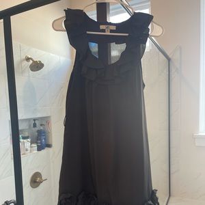 Brand New Ya Black Ruffle neck and hem Mini Dress